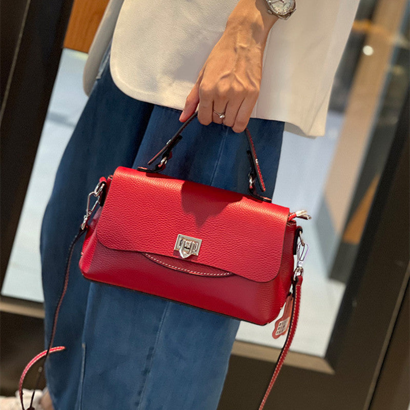 Soft Leather Top-Handle Crossbody Bag