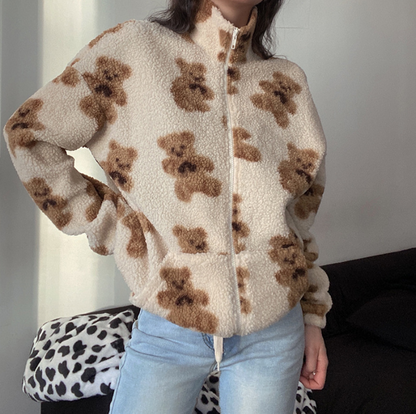 Teddyjacke mit Bären-Print „Rosalind“