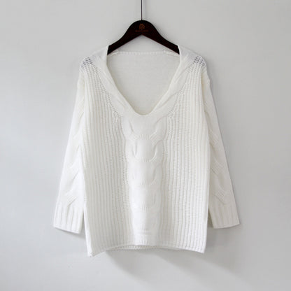 Zopfstrick-Pullover mit V-Ausschnitt „Marina“