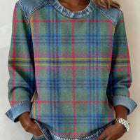 Denim-Collar Knit Pullover “Noemi”