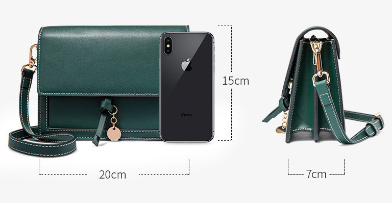Leather Flap Crossbody Bag with Charm