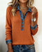 Denim-Trim V-Neck Knit Pullover “Romy” – Orange