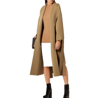 Belted Camel Wrap Coat “Thea”