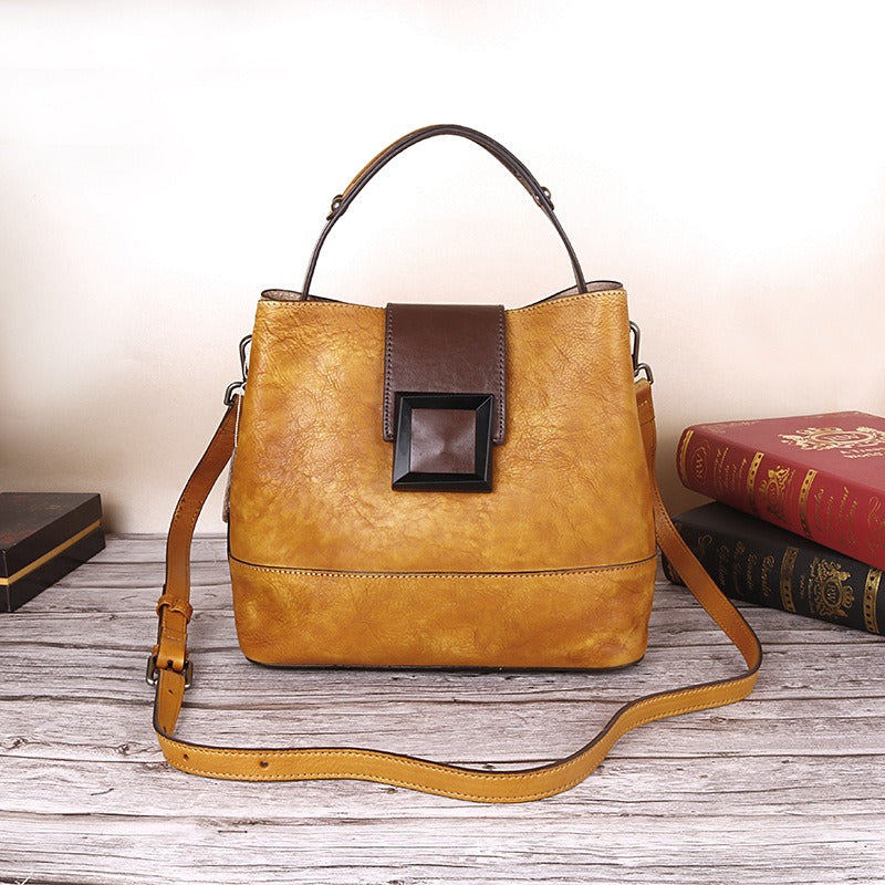 Retro Leather Bucket Handbag