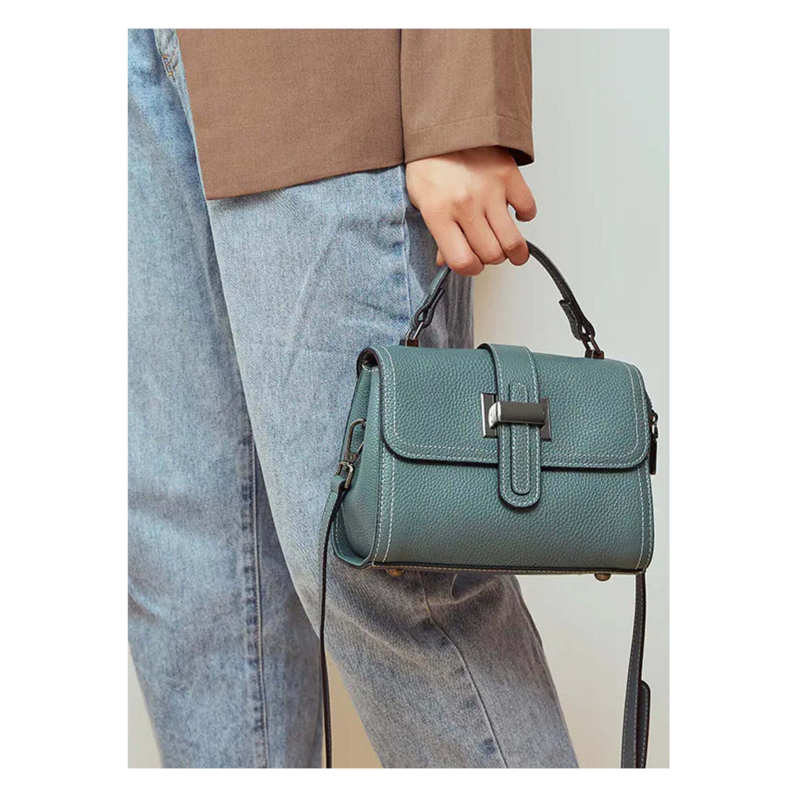 Genuine Leather Crossbody Small Square Shoulder Bag