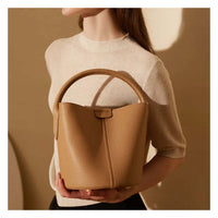 Genuine Leather Female Crossbody Bucket Bag
