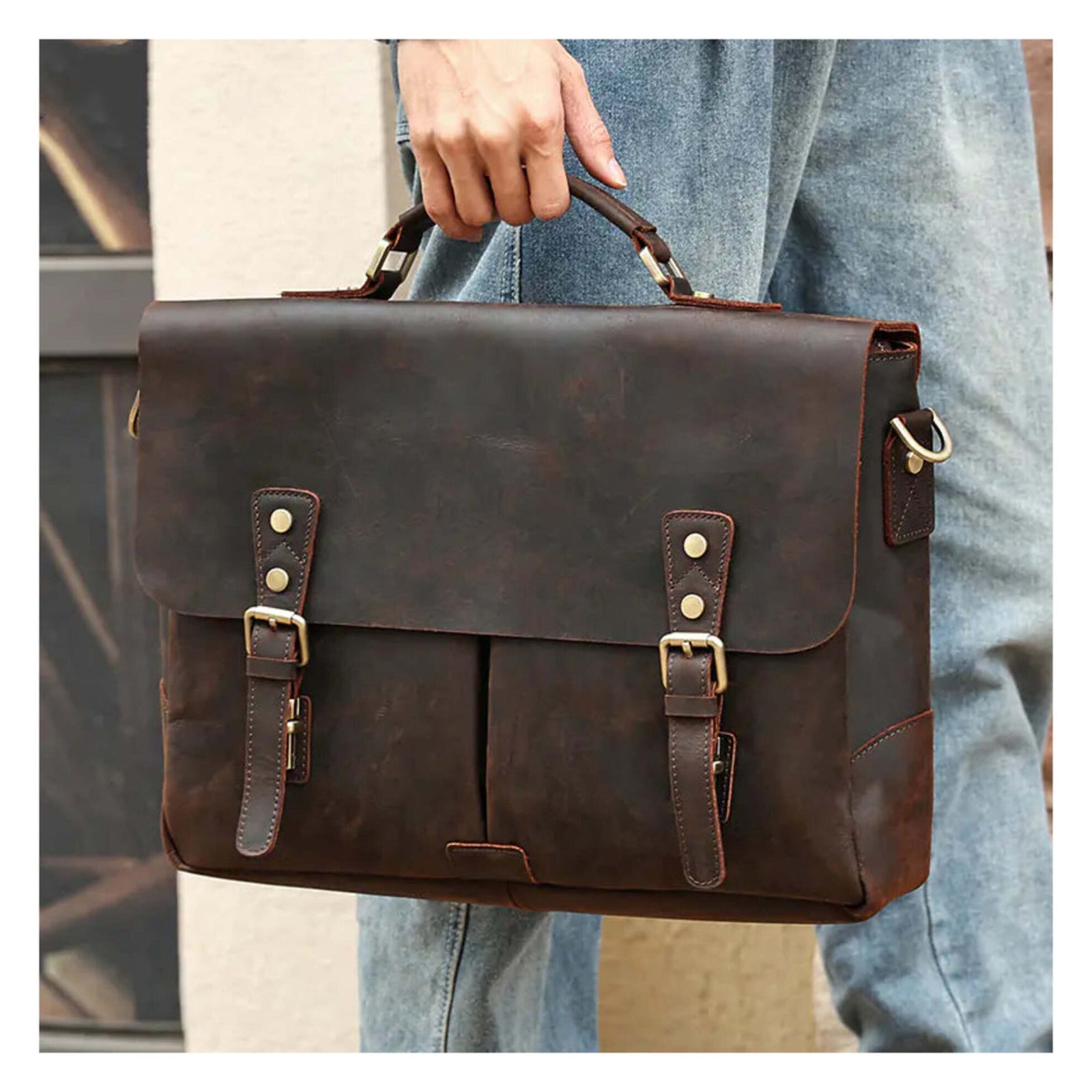 Genuine Leather Men's Crossbody Messenger Bag