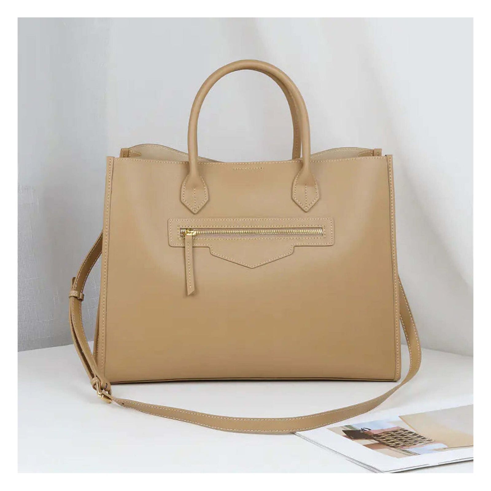 Genuine Leather Tote Bag for Women - Large Capacity