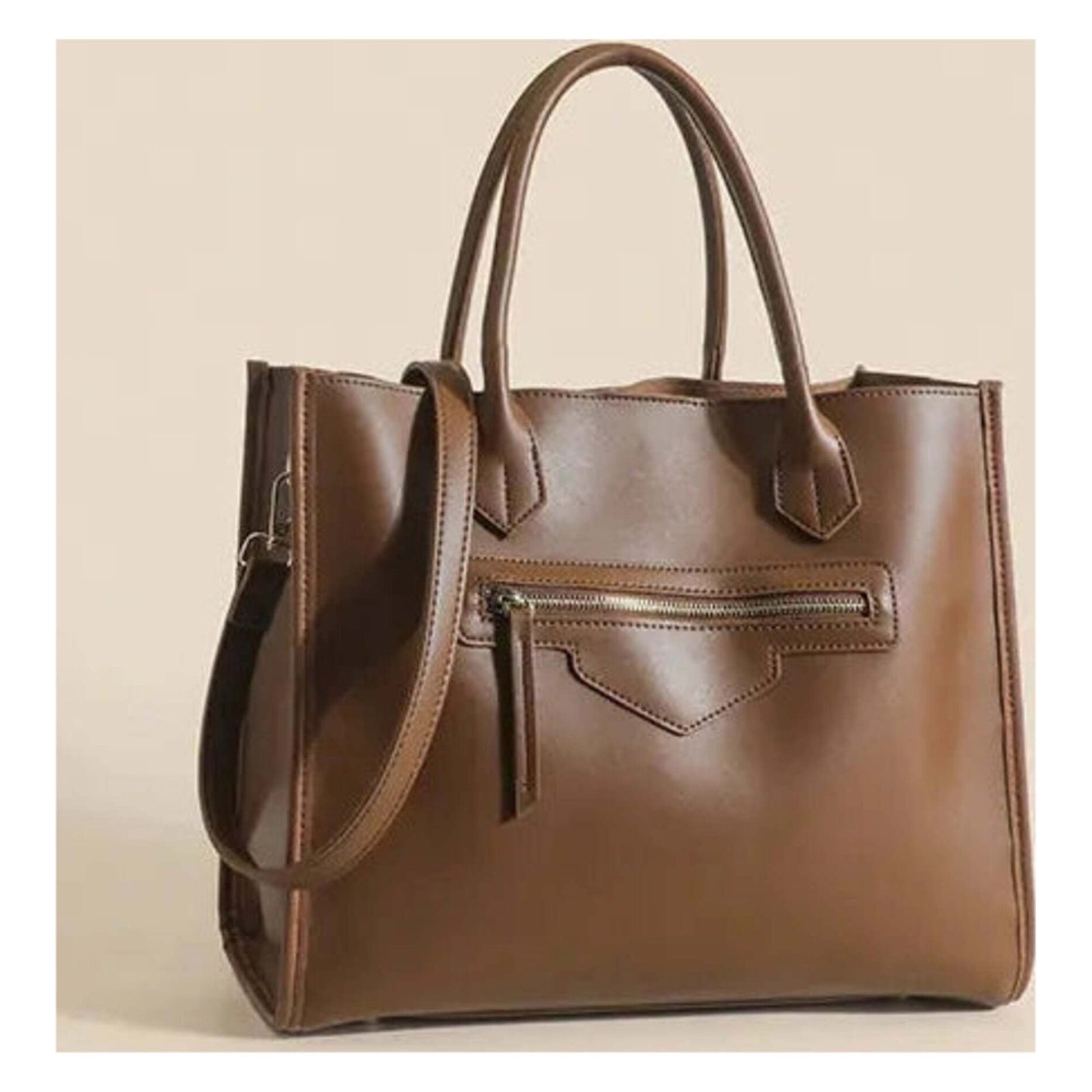 Genuine Leather Tote Bag for Women - Large Capacity