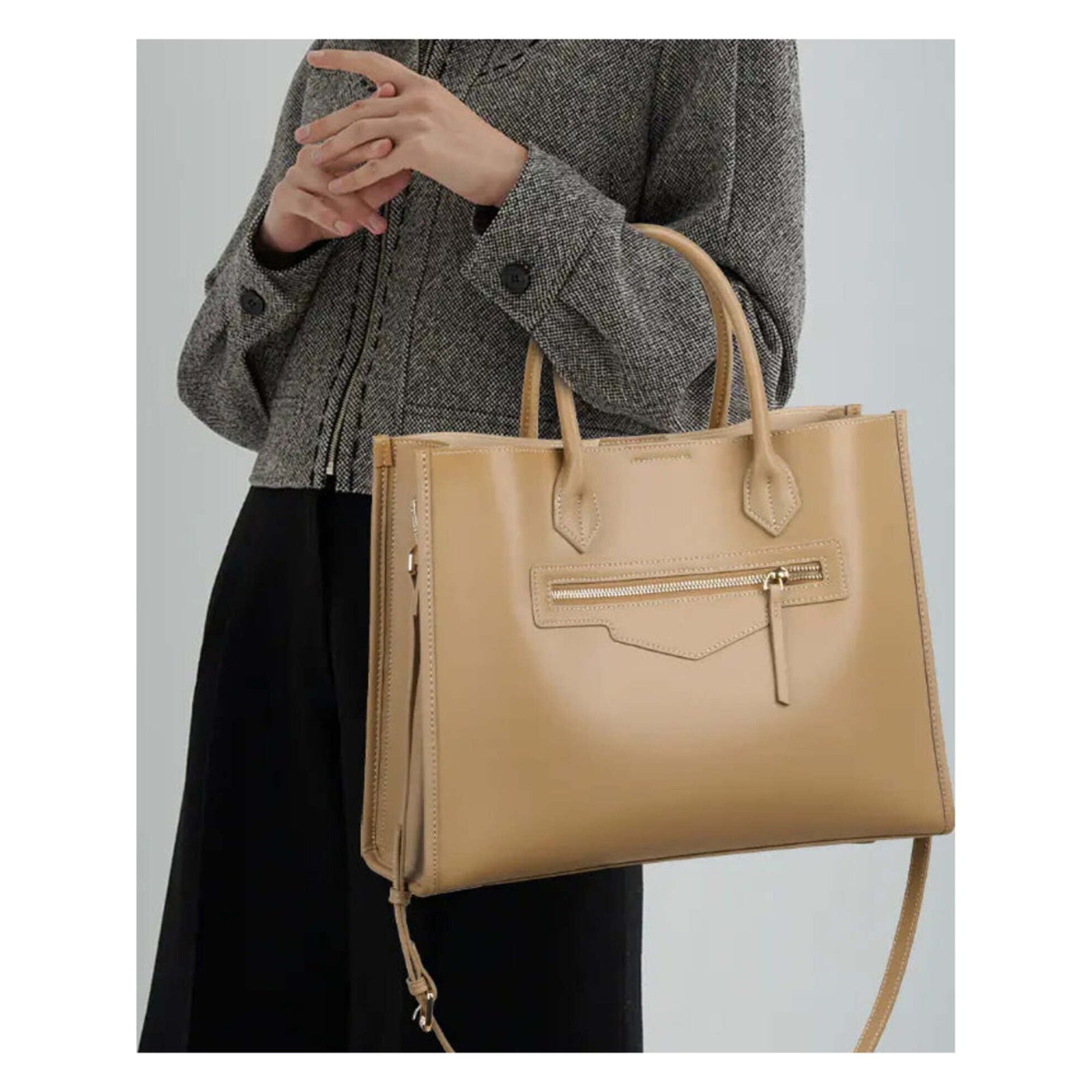 Genuine Leather Tote Bag for Women - Large Capacity