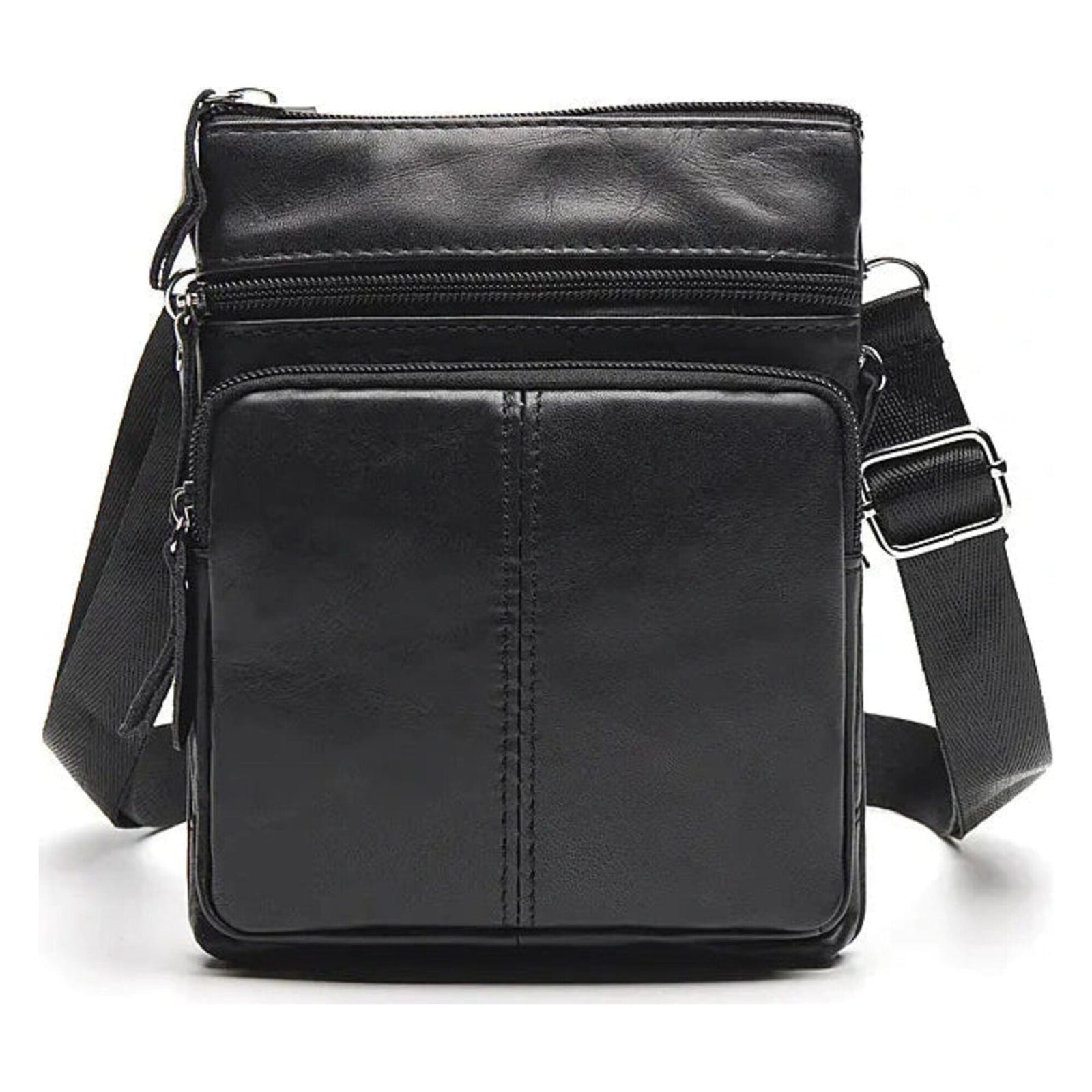 Genuine Leather Zipper Crossbody Shoulder Bag