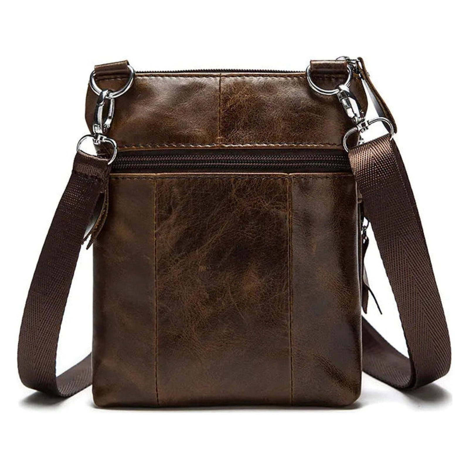 Genuine Leather Zipper Crossbody Shoulder Bag