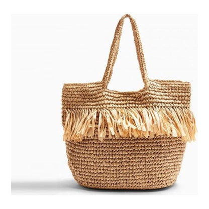 Fransen Strandtasche "Capri" | Handgewebte Umhängetasche