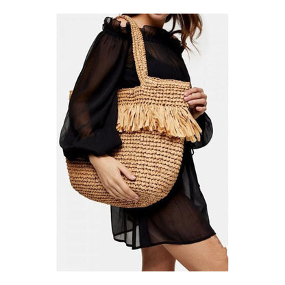 Fransen Strandtasche "Capri" | Handgewebte Umhängetasche