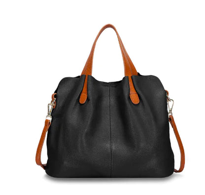 Simple Casual Soft Leather Tote Bag for Women