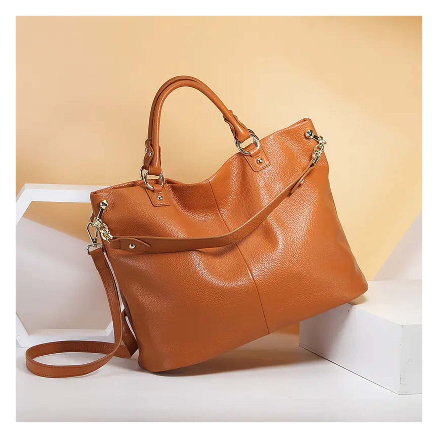 Leather Tote Bag for Women - Shoulder and Crossbody