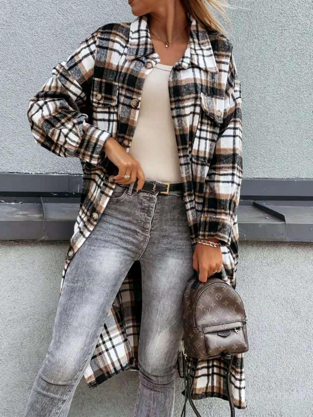 Langer Karomantel „Fabienne“