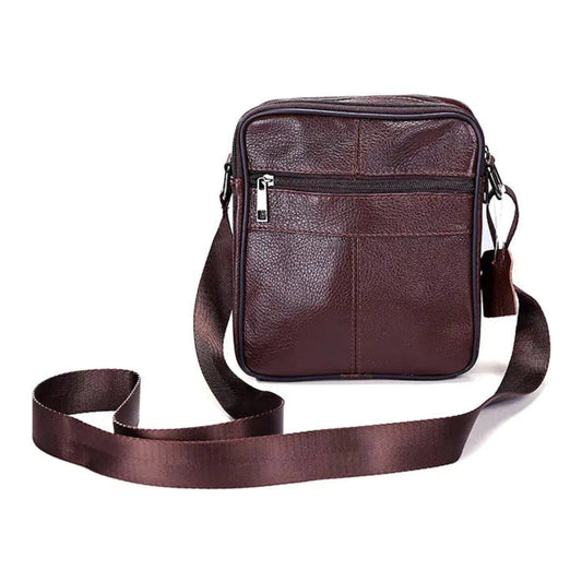 Men's Business Crossbody Bag with Leather Zipper