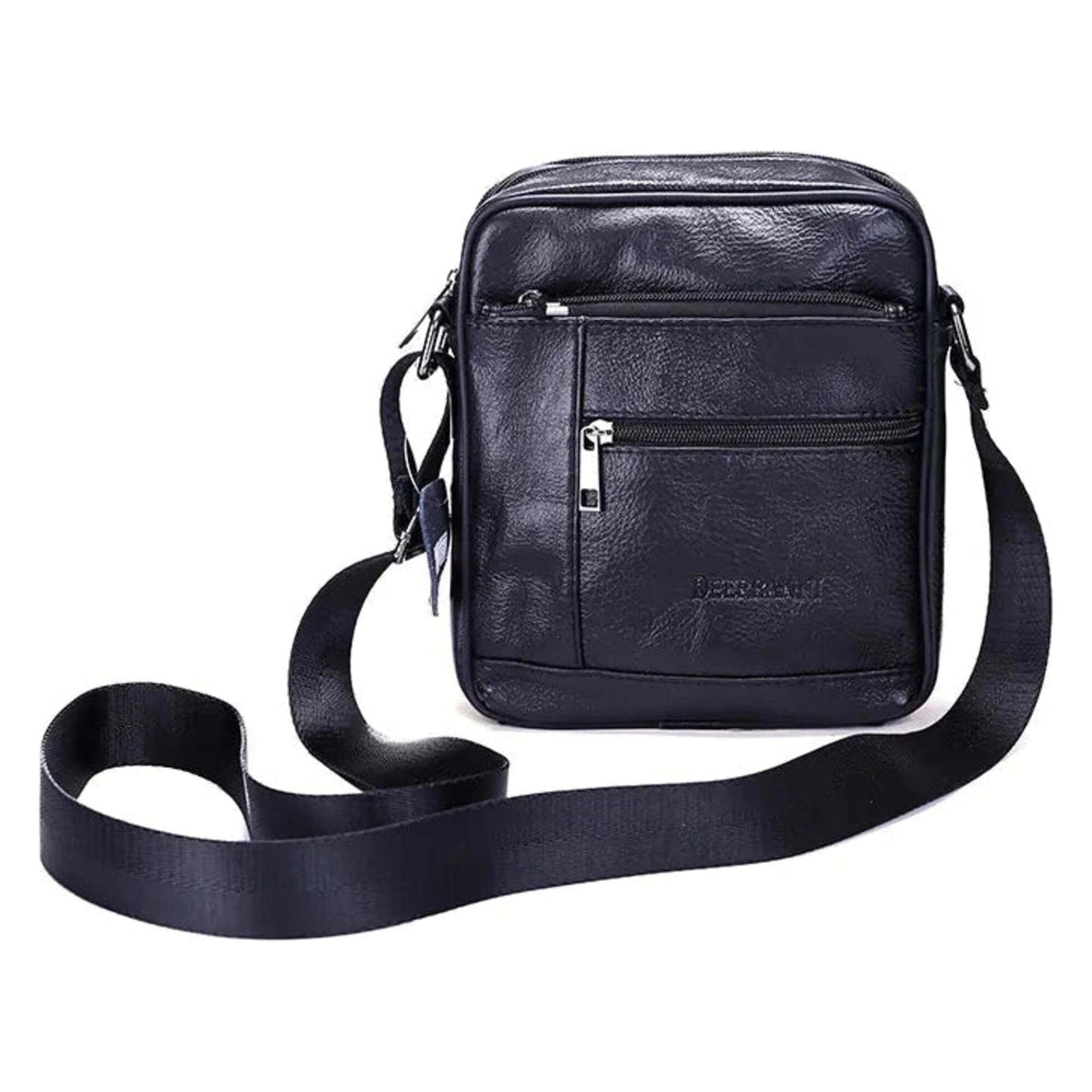 Men's Business Crossbody Bag with Leather Zipper