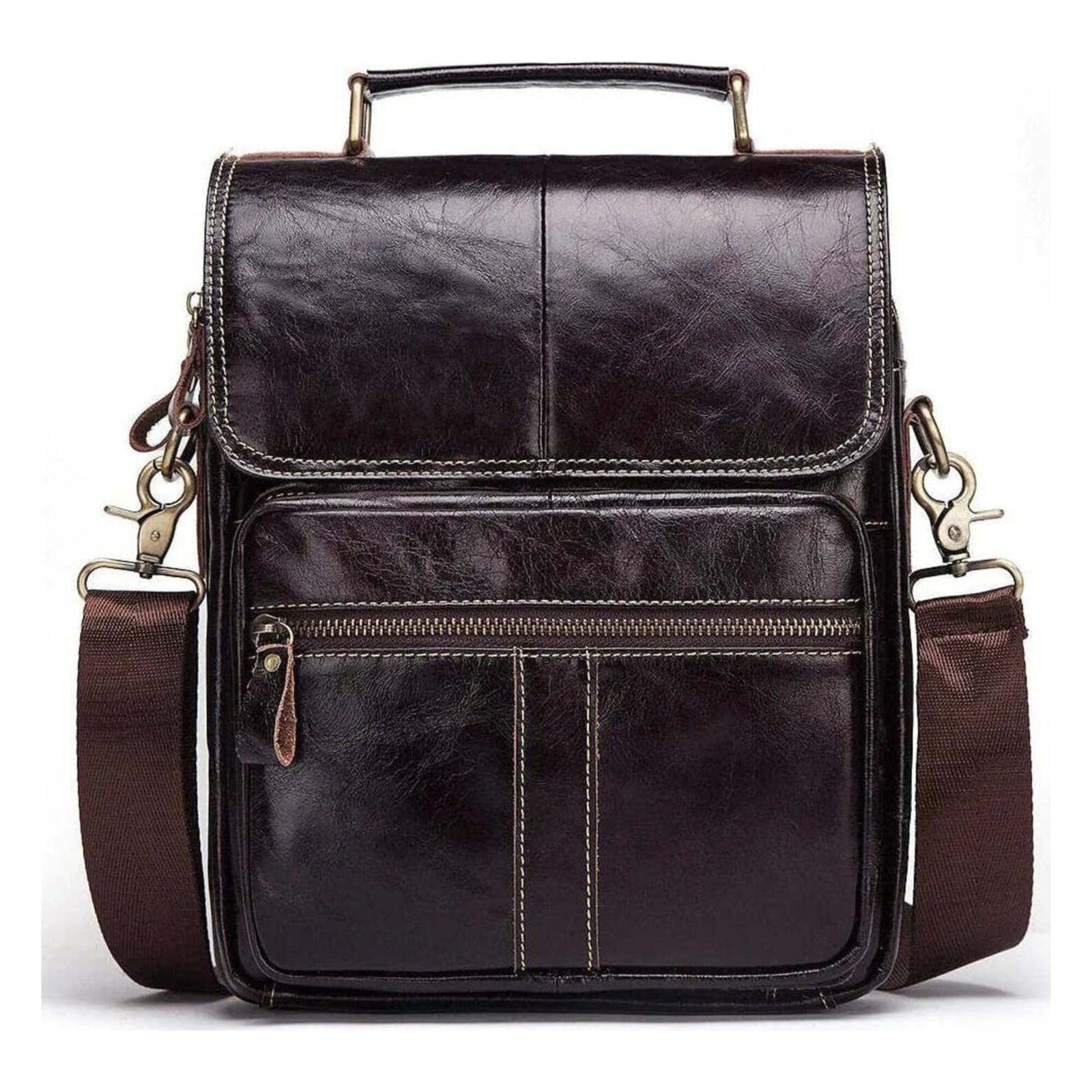 Men's Leather Business Shoulder Bag - Crossbody Backpack