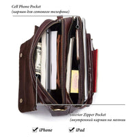 Men's Leather Business Shoulder Bag - Crossbody Backpack