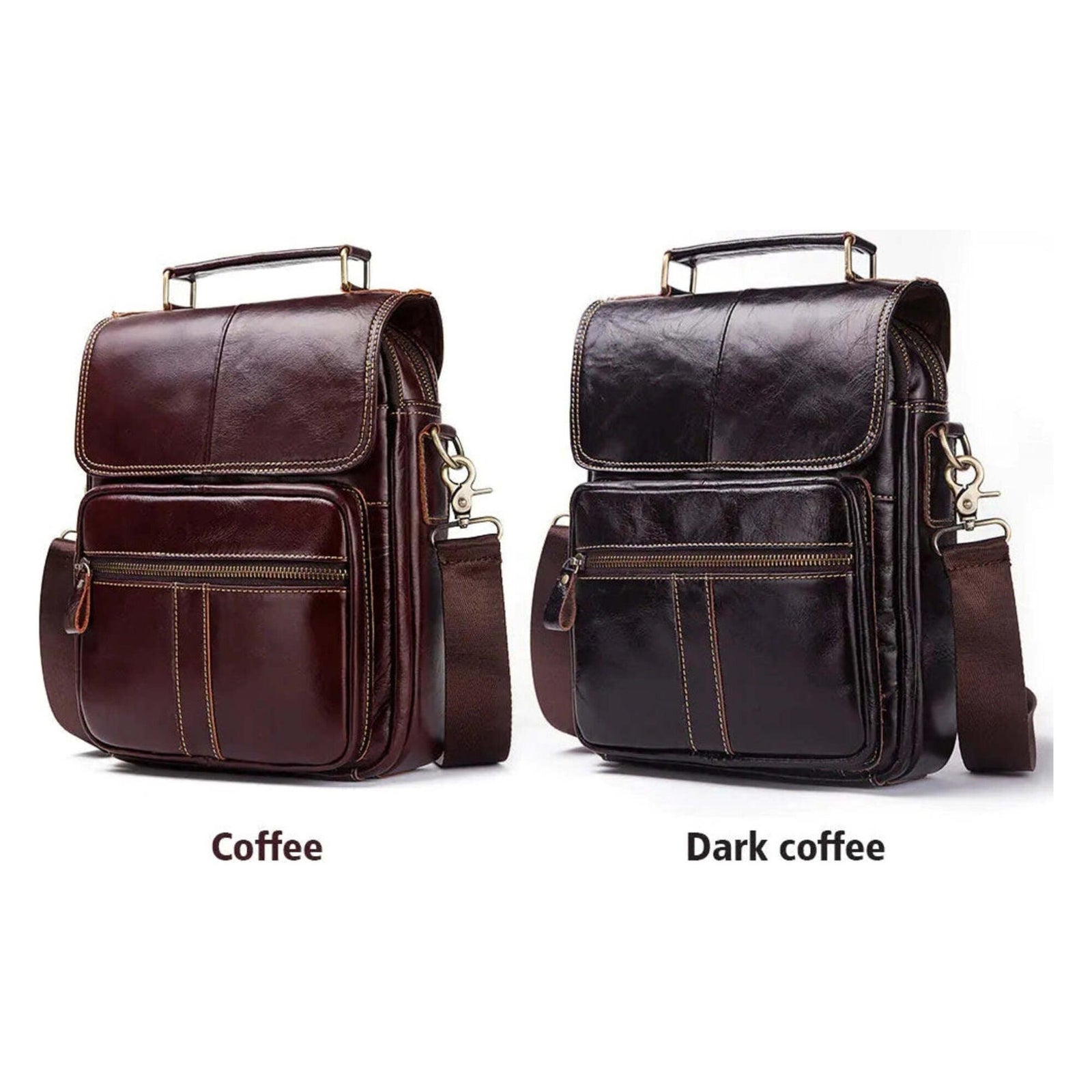Men's Leather Business Shoulder Bag - Crossbody Backpack