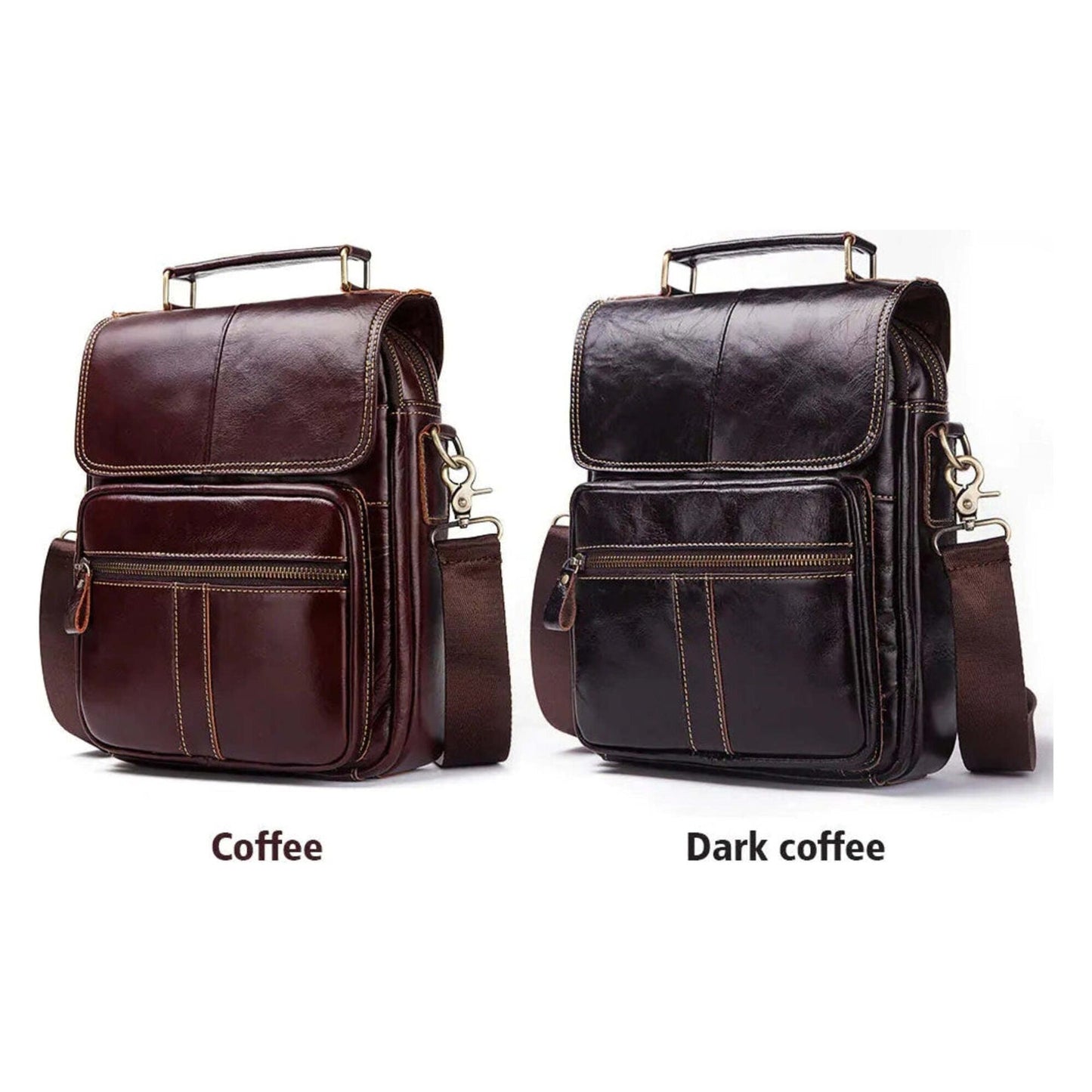 Men's Leather Business Shoulder Bag - Crossbody Backpack