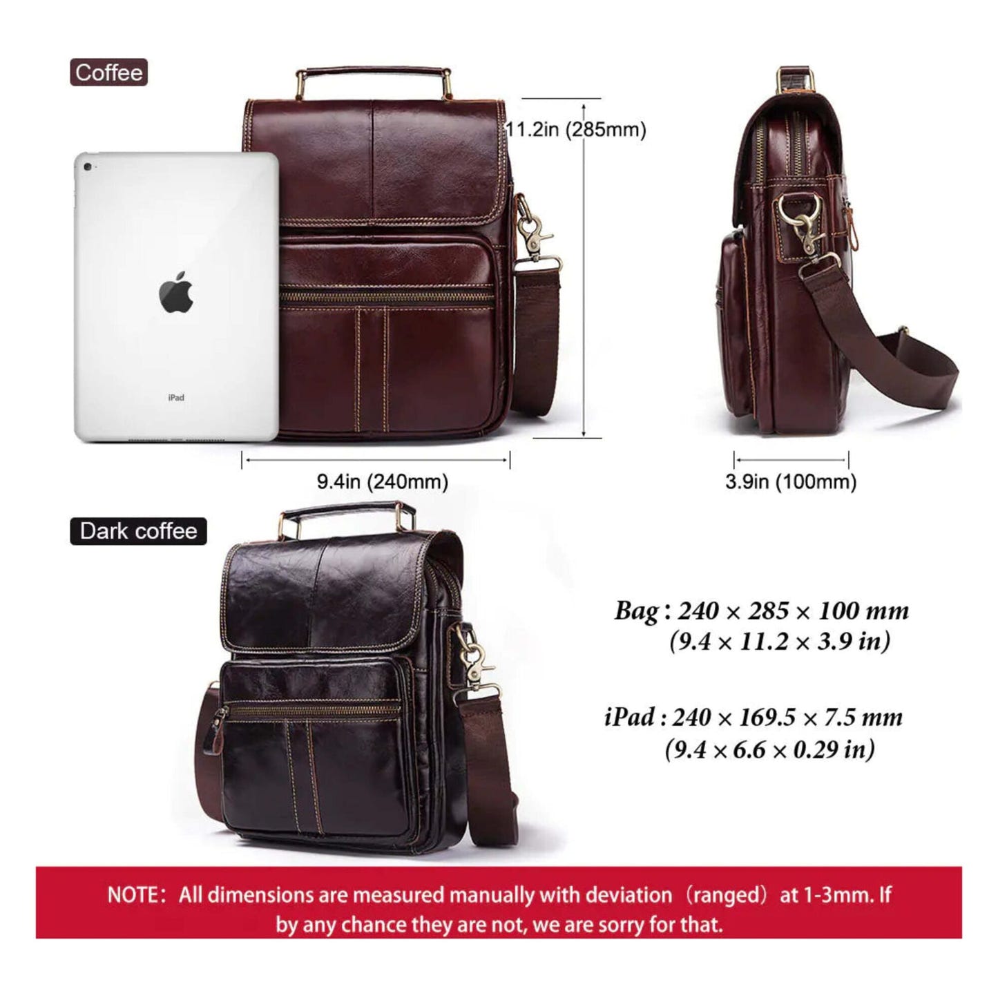 Men's Leather Business Shoulder Bag - Crossbody Backpack