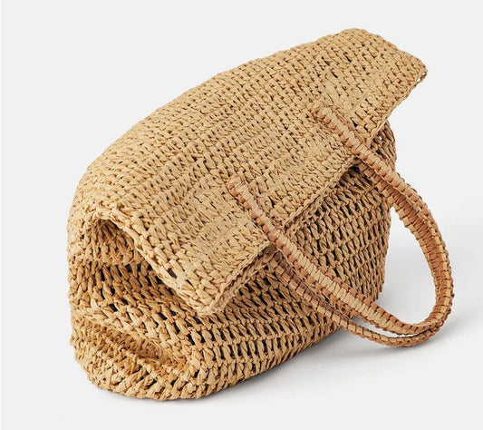 Eco-Chic Straw Shoulder Bag "Mykonos"