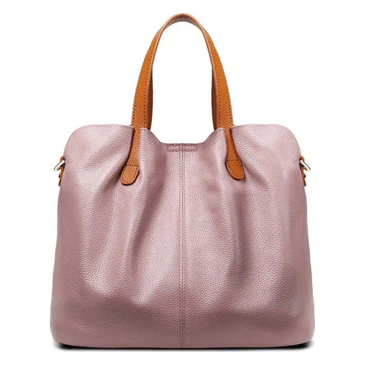Simple Casual Soft Leather Tote Bag for Women
