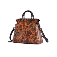 Vintage-Ledertasche mit Blumenmuster und Umhängetasche