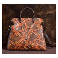Vintage-Ledertasche mit Blumenmuster und Umhängetasche