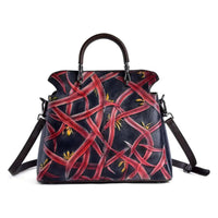 Vintage-Ledertasche mit Blumenmuster und Umhängetasche