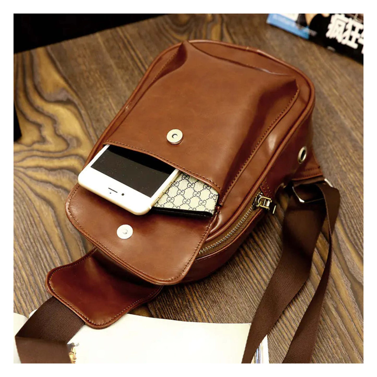 Waxed Leather Crossbody Shoulder Bag