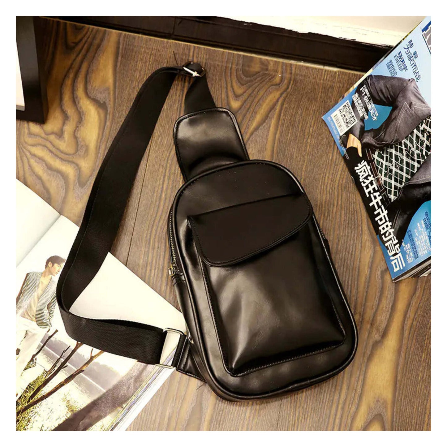 Waxed Leather Crossbody Shoulder Bag