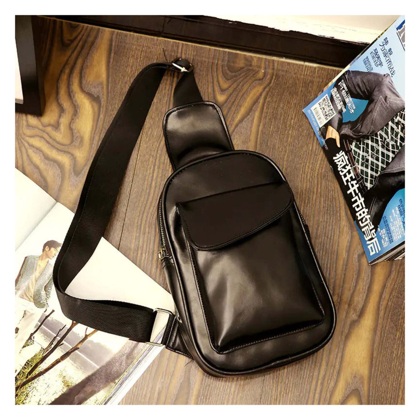 Waxed Leather Crossbody Shoulder Bag