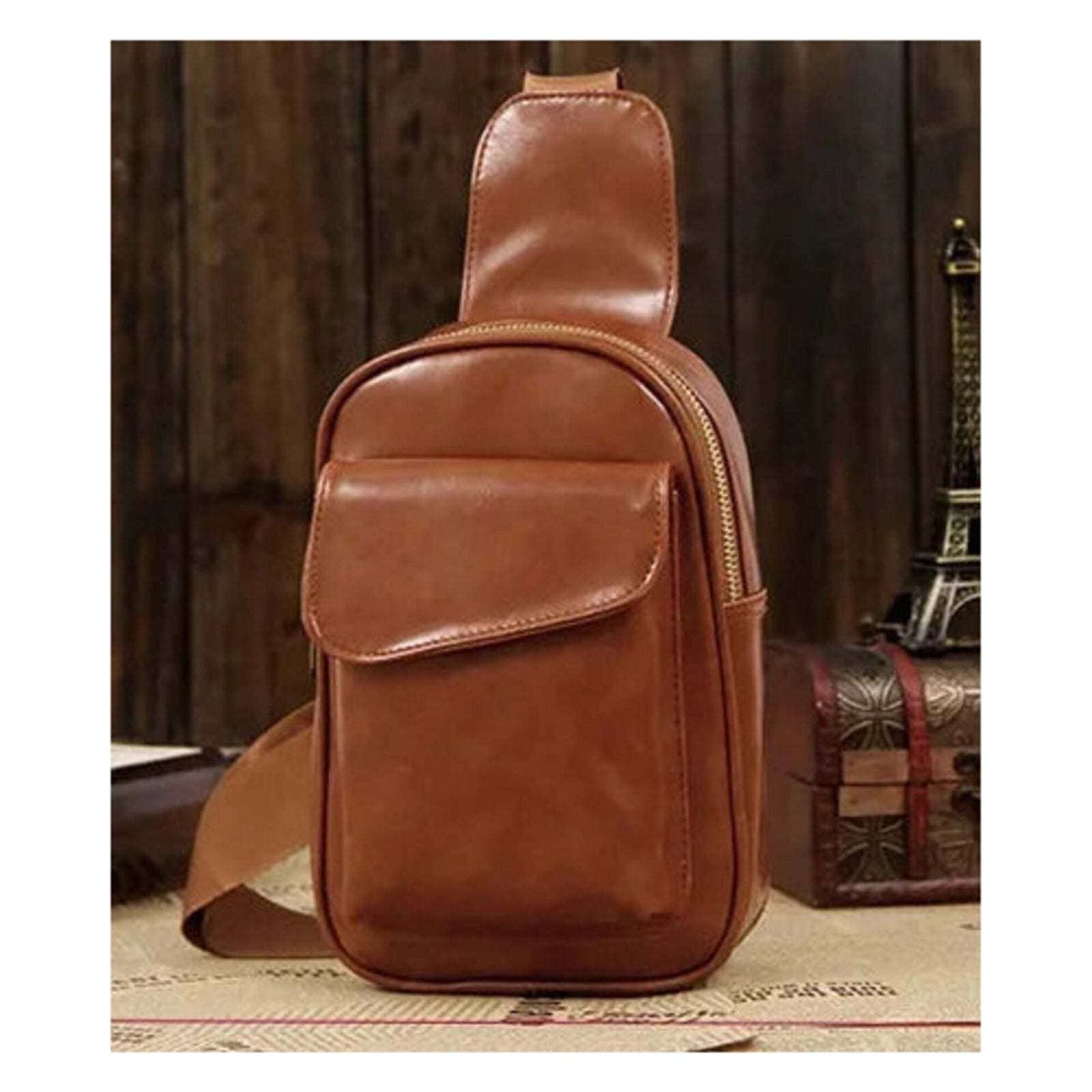 Waxed Leather Crossbody Shoulder Bag