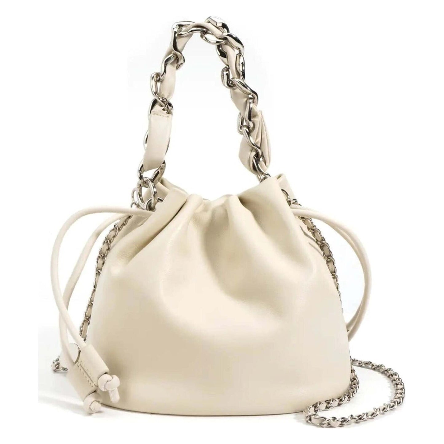 Damen-Leder-Umhängetasche mit Kordelzug