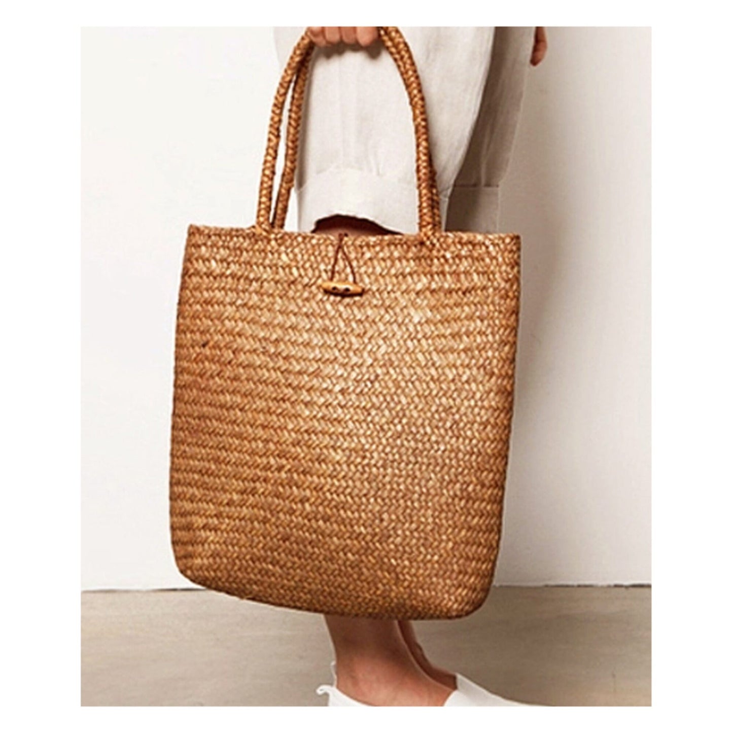 Eco-Chic Straw Shoulder Bag "Mykonos"