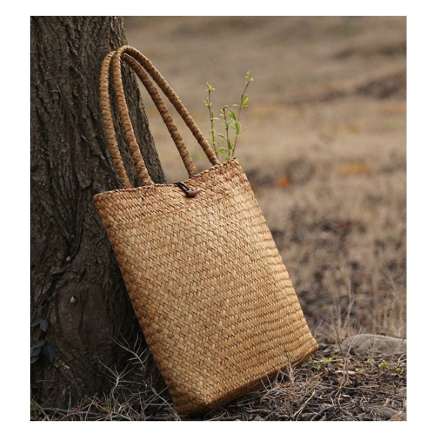 Eco-Chic Straw Shoulder Bag "Mykonos"